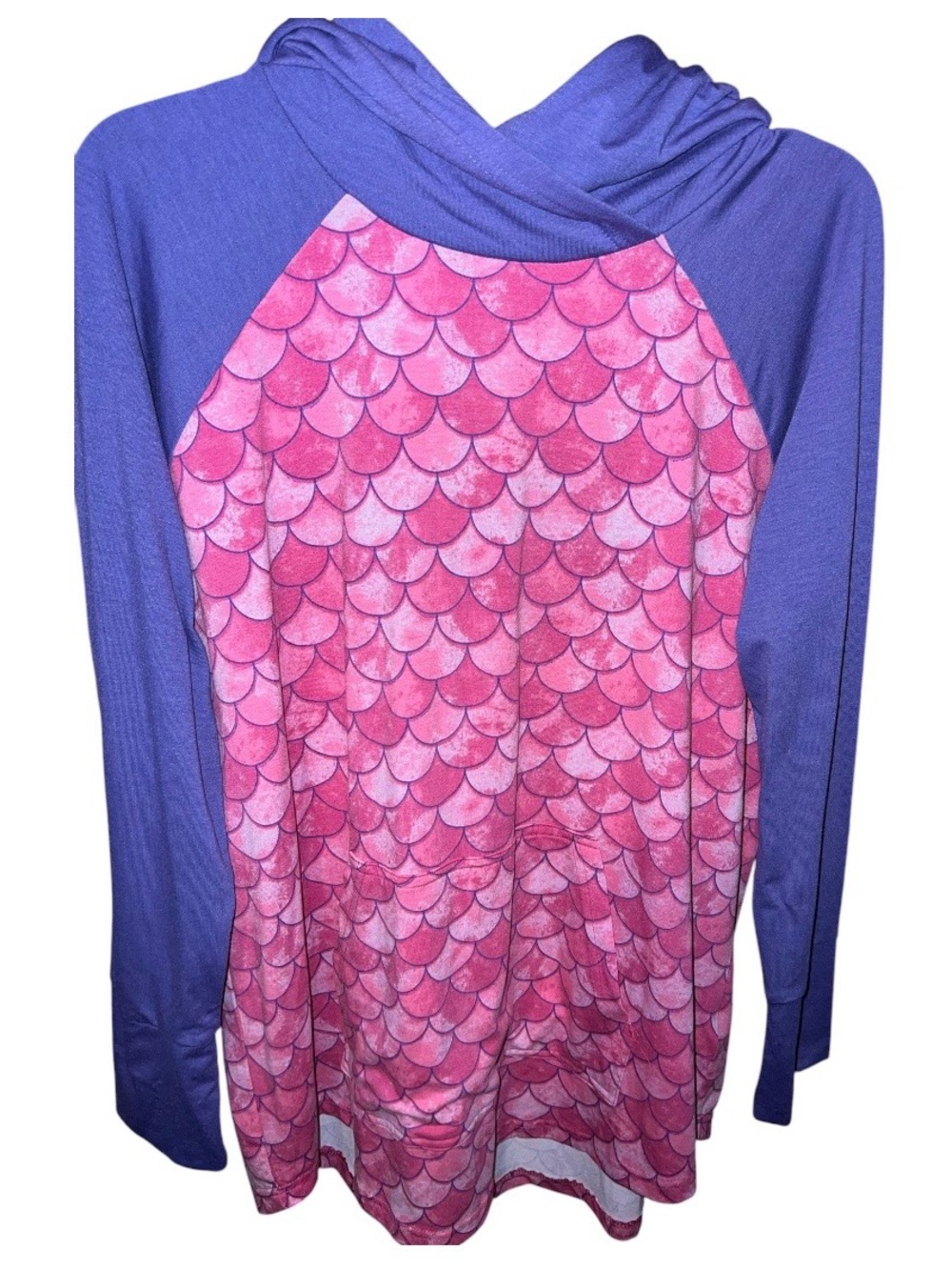 LulaRoe Pink Mermaid Scale Top with Purple Sleeves